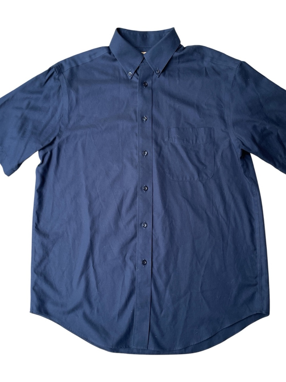 Gold Label Roundtree & Yorke Mens Navy Non Iron Short Sleeve Button up Shirt Med